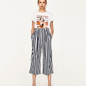 Zara Blue & White Striped Culottes